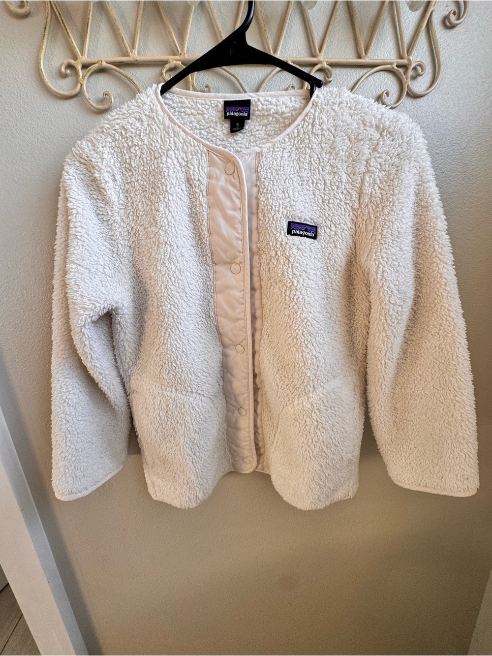 Patagonia Kids Cream Sherpa Snap-Front Jacket